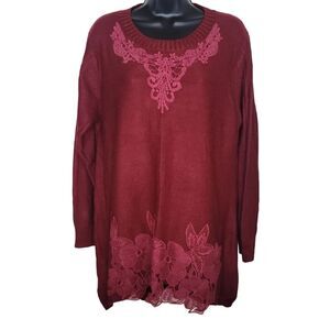 Pretty Angel applique Burgundy sweater size Large